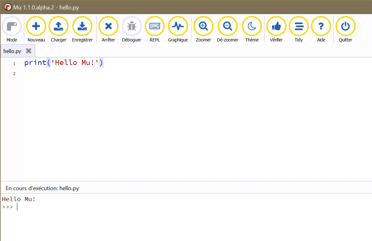 Python runing in Mu