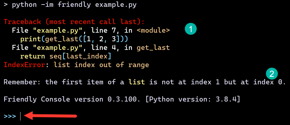 friendly IndexError interactive example in English