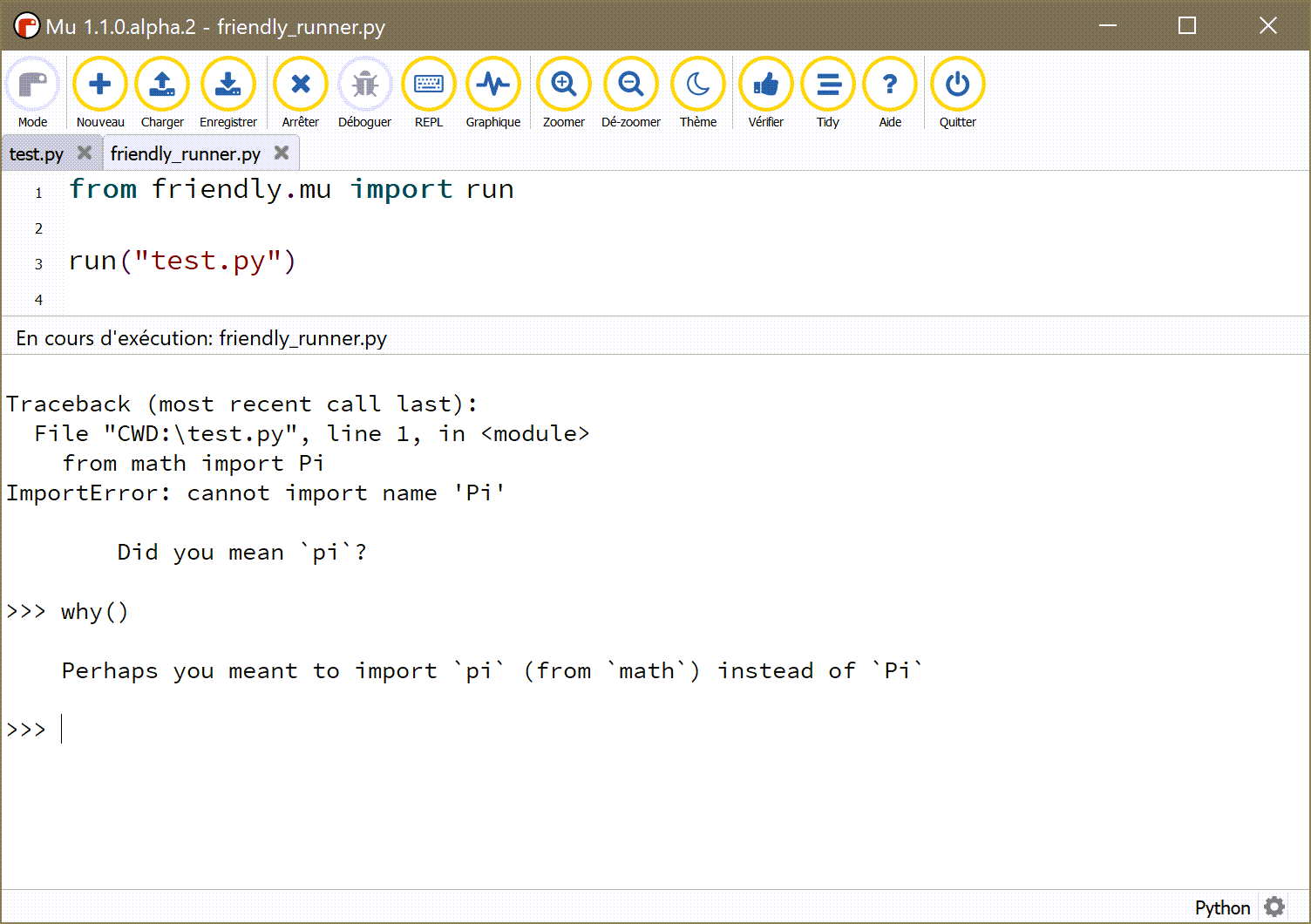 Mu with friendly running test_problem